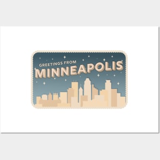 Greetings From Minneapolis Minnesota Retro Night Posters and Art